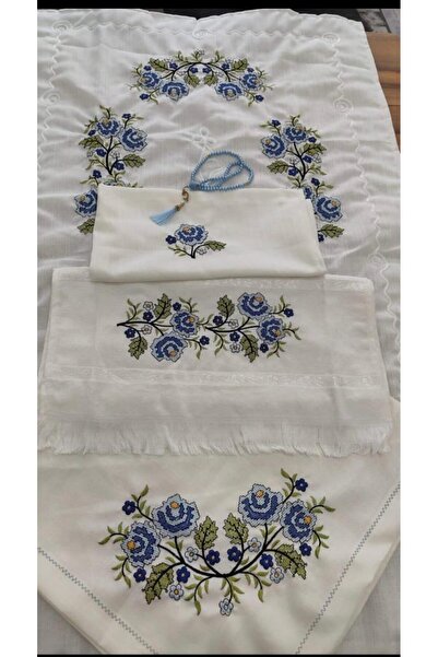 Dantelux Kanaviçe Seccade Takımı 4 Parça Seccade Seti Gelin Damat Bohçası