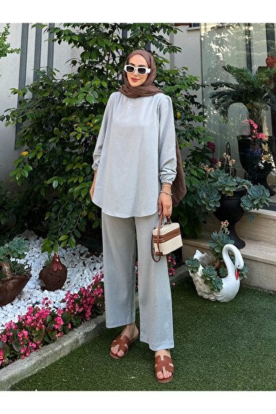 Moda Lippa Органічний комплект із сірих штанів із тканини «Шиле»