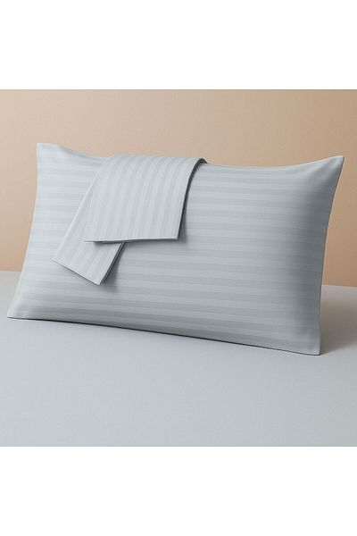 MamCrazy 100% Cotton Satin Pillowcase Set of 2 – Gray, Striped (50X70 cm)