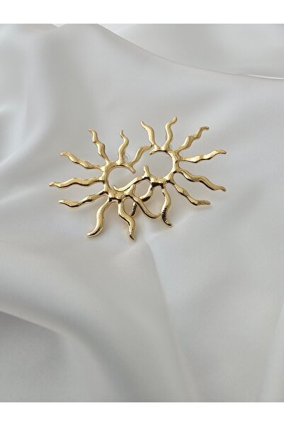 Zivazer Store kadın çelik kararmaz güneş şeklinde gold renkli küpe