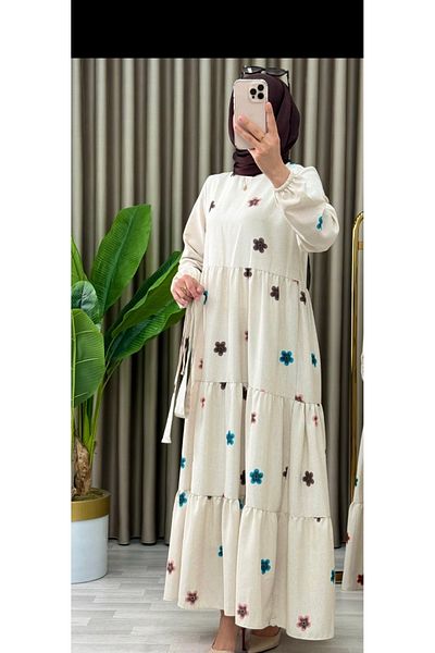 Dagü Design Women's Hijab Floral Linen Dress