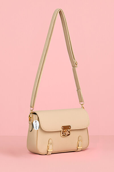 westbag حقيبة يد وكتف نسائية بحزام متقاطع ومفصلة باللون الكريمي مقاس صغير