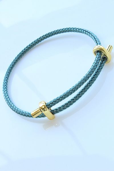 Leo'Stone New Season Colorful Adjustable Steel Detailed Knitted Rope Bracelet