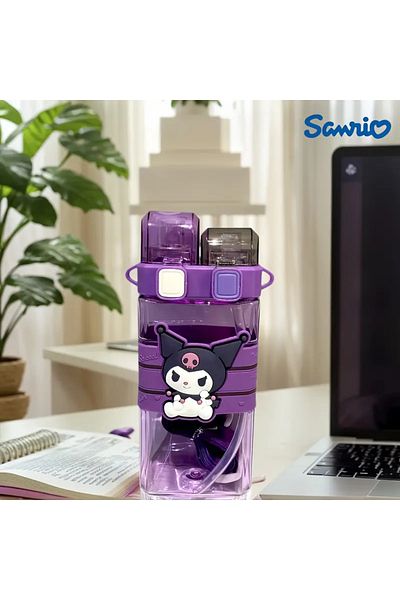 ada çanta kırtasiye Double Lid 520ml Plastic Water Bottle Flask with Kuromi Figure Ad25680