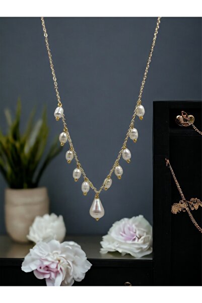 MİRSTAR Gerçek Arpa Incisi Tasarım Zarif Kolye