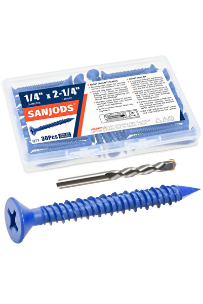 Choice 1-4 × 2-1-4 3/16 بوصة أو 1/4 بوصة مرساة برغي خرساني، براغي زرقاء ذات ر...