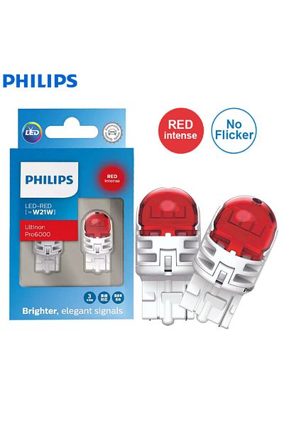 Philips 7440 W21w Wy21w T20 أحمر Ultinon Pro6000 Led W21w Wy21w 7440 T20 أبيض أحمر كهرماني جهة اتصال واحدة
