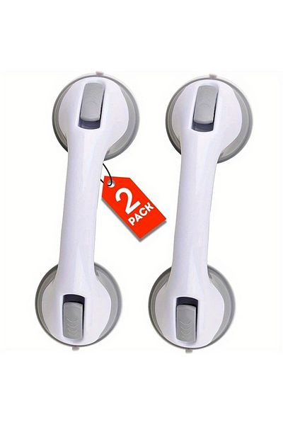 Choice 30cm 2pcs Grey 1/2pcs Suction Grab Bars For Bathroom - Safety Hand Grips For Shower, Bathtub - Elder