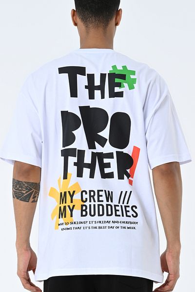 AMAZING CRASH Μπλουζάκι Unisex με λευκό λαιμόκοψη με στάμπα Oversize