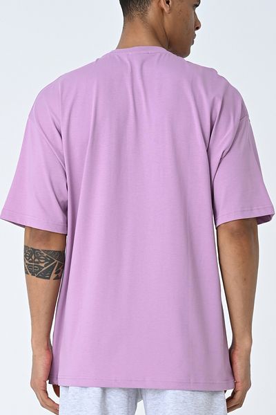 AMAZING CRASH Μπλουζάκι Unisex με λαιμόκοψη λιλά με στάμπα oversize