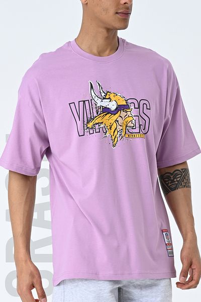 AMAZING CRASH Μπλουζάκι Unisex με λαιμόκοψη λιλά με στάμπα oversize
