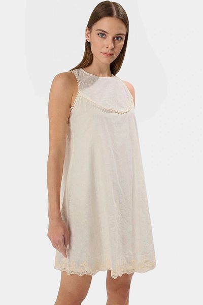 PayBuy A Line Crew Neck Mini Dress Cotton Woven Summer Casual Style Durable Material