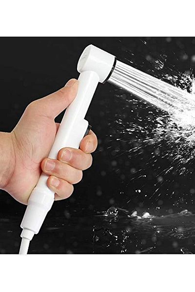 fitto White Toilet Bidet with Hose and Connector - Ergonomic Design, Durable, and Ideal for Personal