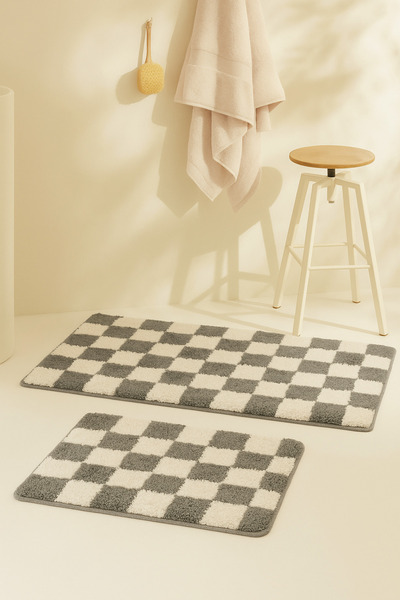 EUROBANO Chess 2'li Banyo Paspası Kaymaz Taban 60x100-60x50