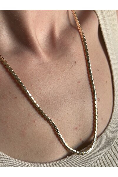 Butik قلادة بسلسلة لامعة ذات سطح حلزوني أنابيل – ذهبي أو وردي اللون – 60 سم
