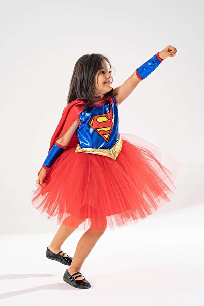 YAĞMUR KOStütüM Supergirl Temalı Kız Çocuk Doğum Günü Elbisesi & Parti Kostümü