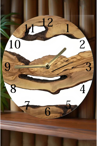 kutuTR Silent Round Wooden Wall Clock, Quartz Movement 3D Look 2D Clock Sdw066