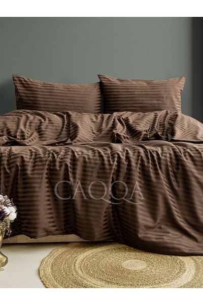 CAQQA Premium Brown Double Satin Duvet Cover Set