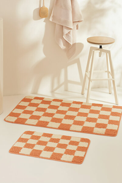 EUROBANO Постелка за баня Chess от 2 части с нехлъзгава основа 60x100-60x50