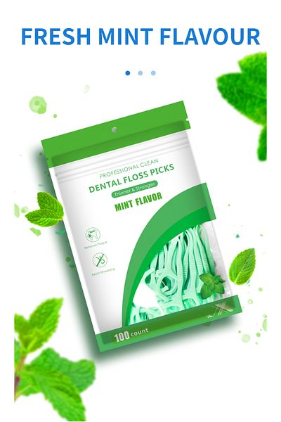 Choice 100pcs Mint Dental Floss Toothpicks Ultrathin Peppermint Plastic Picks Safe High-grade