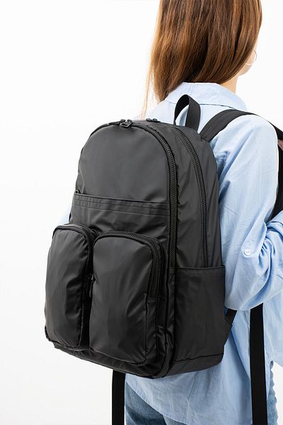 Sanmorris Unisex Black Laptop Backpack - Compartment, Water Resistant, Crinkle Fabric