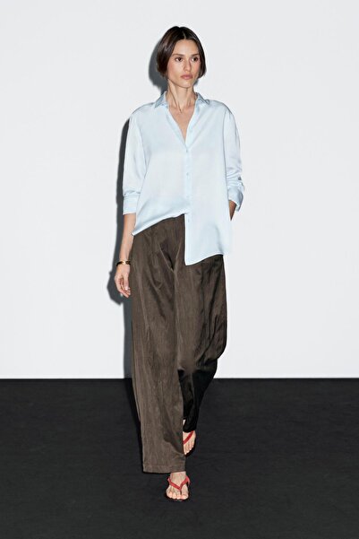 Massimo Dutti Geniş paça saten pantolon