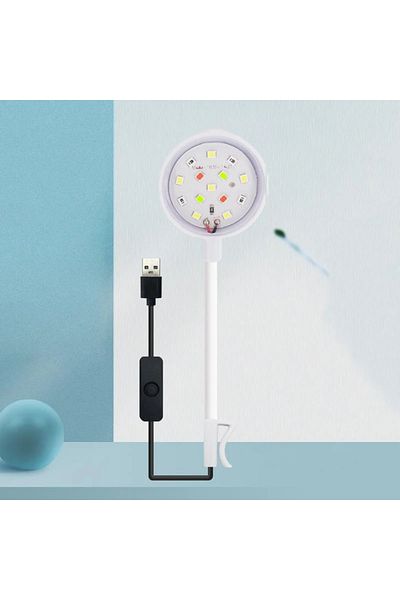 Choice مصباح حوض أسماك أبيض بمقبس CN مع محول LED بمشبك على حوض السمك، مصباح USB صغير كامل الطيف