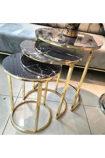 Generic Glass Nesting Round Coffee Table Set of 3 Modern Stacking End Side Tables Living Room Kitchen Office