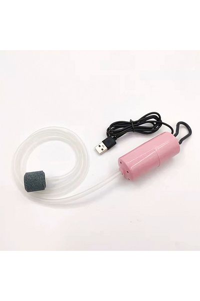 Choice مضخة هواء محمولة وردية اللون مزودة بمنفذ USB لحوض السمك: جهاز أكسجين صغير لأحواض الأسماك والملحقات المائية