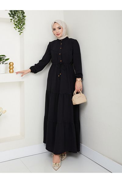 HARMAN BUTİK Λινό Φόρεμα Hijab - Γυναικείο Δαντελένιο