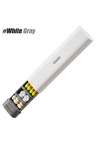 Choice علبة تنظيم حبوب بيضاء ورمادية، تكفي لـ 7 أيام، حامل حبوب للسفر أسبوعيً...