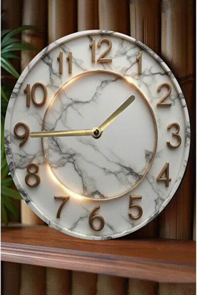 kutuTR 🕰️ Mermer Desenli 3D Görünümlü MDF Duvar Saati – 33 cm | Şık ve Modern Tasarım SDW312