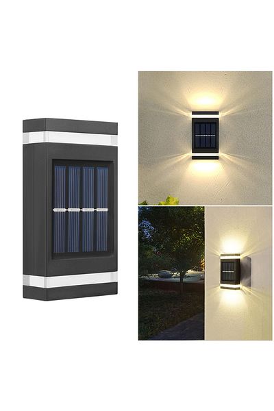 Choice Warm Light 1pc 6led Outdoor Solar Wall Lamp, Waterproof Wall Washing Lights, Up And Down Lighting, F