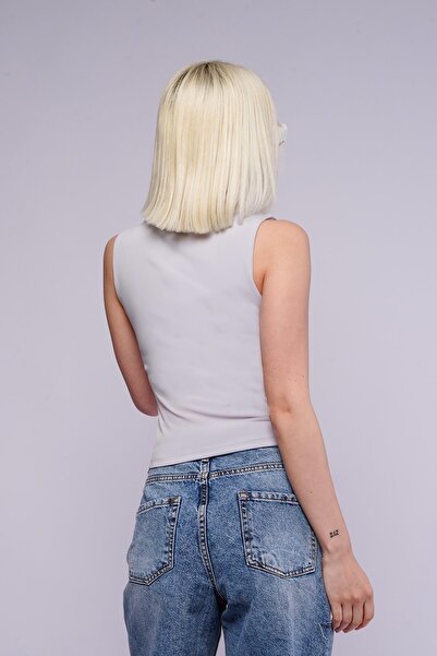 Madmext Dyed Gray Thick Strap Women's Blouse MG1998