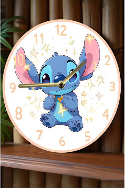 kutuTR 🧸   Cute Blue Character Themed Children's Room Mdf Wall Clock – 33 cm Sdw308