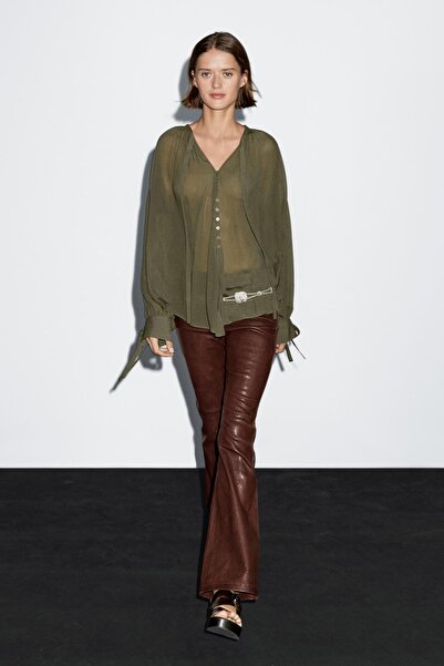 Massimo Dutti Bağcıklı pelerin bluz