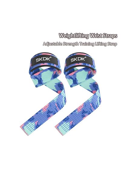 Choice Flower Blue Weightlifting Wrist Straps Strength Training Adjustable Non-slip Gym Fitness Lifting Str