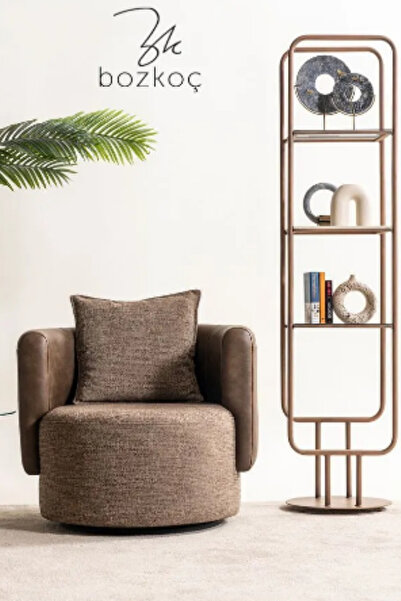 BOZKOÇHOME Trento Yuvarlak 360° Döner Berjer Keten Nubuk Tekli Koltuk