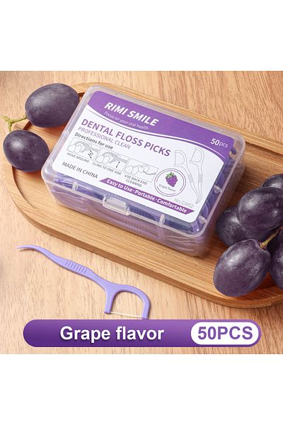 Choice Grape Style 50 Sticks/box, Fruit Flavored Dental Floss Stick, With 4 Flavors To Choose From, Cleanin
