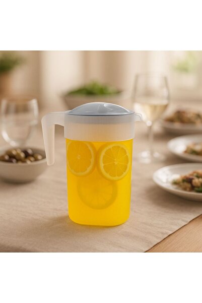 Kitchen Line Plastik Oval Sürahi Kapaklı Su Sürahisi 2L Renkli Kapaklı 1 Adet
