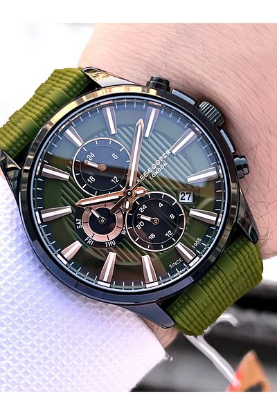 Lee Cooper Green Silicone Cord Inner Functions Active 5 Atm Water Resistant Men's Wrist Watch