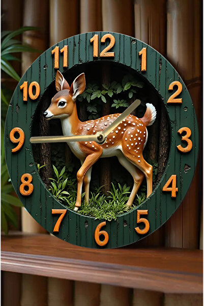 kutuTR Silent Round Wooden Wall Clock, Quartz Movement 3D Look 2D Clock Sdw106