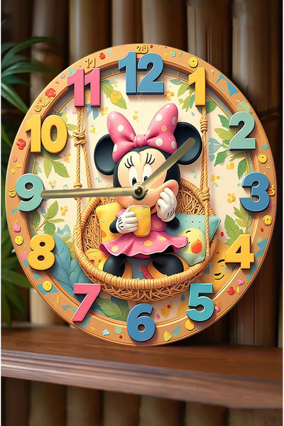 kutuTR Sessiz Yuvarlak Ahşap Duvar Saati, Kuvars Hareketli 3d Görünümlü 2d Saat Sdw114