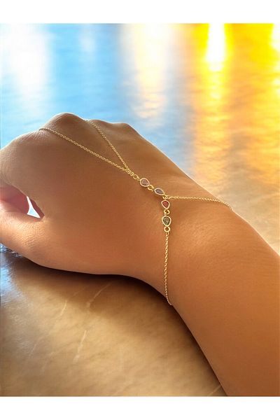DGK COLLECTİON Hypoallergenic Colored Stone Chain Şahmeran