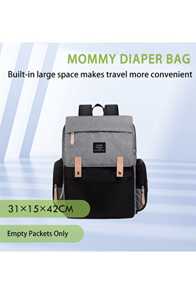 Choice حقائب حفاضات للأمهات من LAND باللون الأسود والرمادي، حقائب ظهر كبيرة ا...