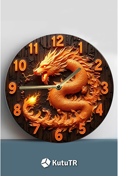 kutuTR Silent Round Wooden Wall Clock, Quartz Movement 3D Look 2D Clock Sdw108