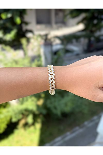 DGK COLLECTİON Full Stone Chain Detail Zircon Stone, Very Elegant Rich Bracelet