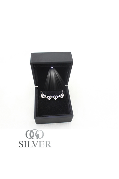 OGO SİLVER 925 Ayar Gümüş ( Işıklı Kutu Hediye ) Kalp Zinciri Baget Taşlı Mıknatıslı Açılır Kalp Kolye