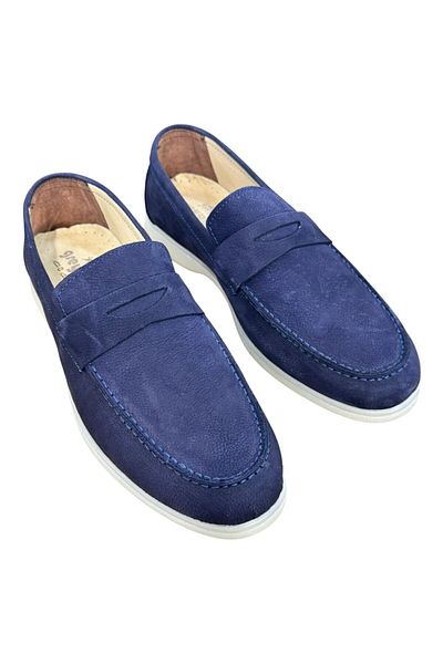 Greyybull Shoes тъмносини мъжки обувки от набук, мокасини за лятото - мъжки обувки от кожа, мокасини