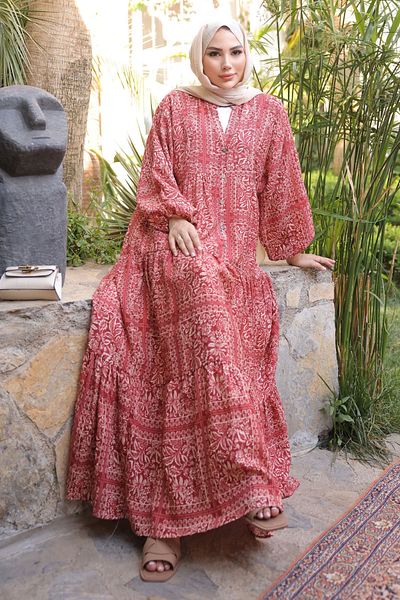 İmajButik Πλακάκι Φόρεμα με μισό κουμπί φούστα